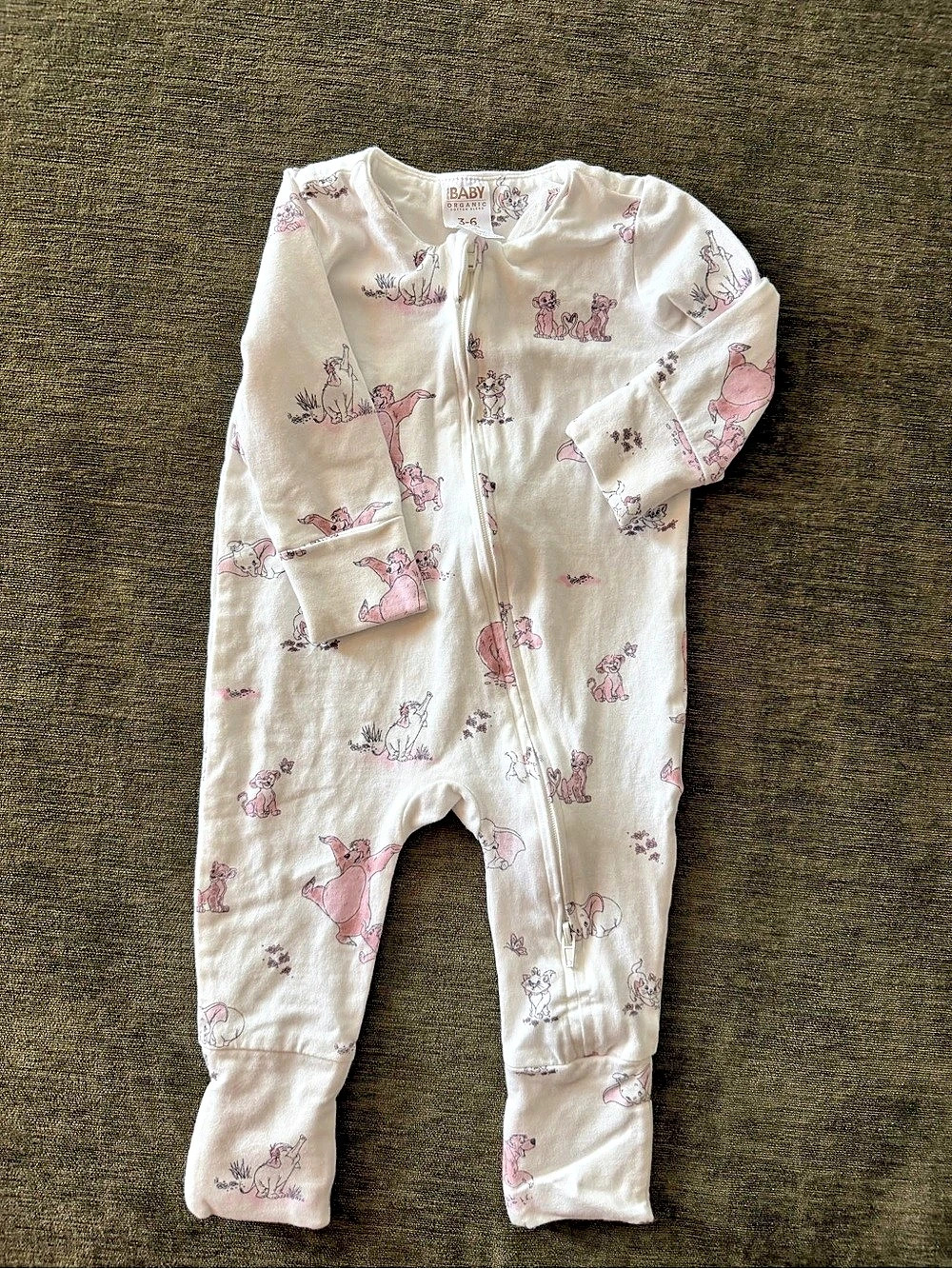 Disney organic Animal Footie Size 3-6M